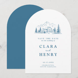 Schieferblaue Mountain Winter Save-the-Date-Karte Einladung