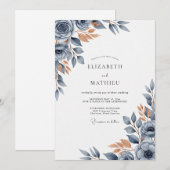 Schieferblaue polierte herbstliche Hochzeit Einladung (Vorne/Hinten)