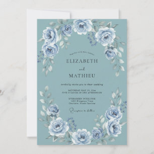Schieferblaue polierte Winterhochzeit Einladung