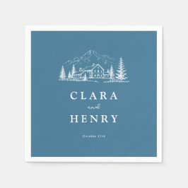 Schieferblaue Ski Lodge Hochzeitsservietten Serviette