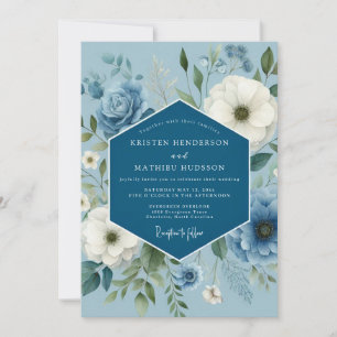 Schieferblaue träumerische Anemonen-Hochzeit Einladung