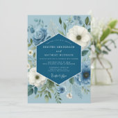Schieferblaue träumerische Anemonen-Hochzeit Einladung (Stehend Vorderseite)