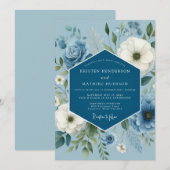 Schieferblaue träumerische Anemonen-Hochzeit Einladung (Vorne/Hinten)