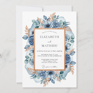 Schieferblaue üppige Winterhochzeit Einladung