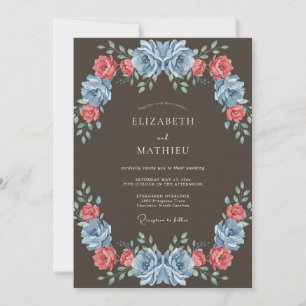 Schieferblaue Vintage-Hochzeit im Herbst Einladung