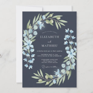 Schieferblaue Weinreben-Hochzeit Einladung