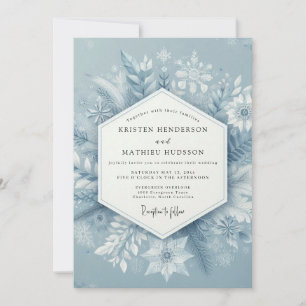 Schieferblaue Winterblüten-Hochzeit Einladung