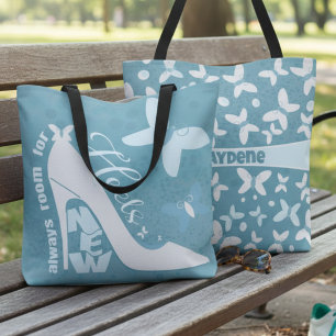 Schieferblauer Schuh und Schmetterling Tasche
