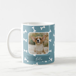 Schieferblaues Hundeknochen-Muster Haustier-Foto Kaffeetasse