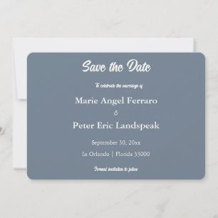 Schieferblaues minimalistisches typografisches Mon Save The Date