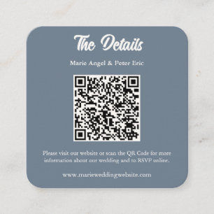 Schieferblaues Monogramm QR-Code Hochzeitsdetails Quadratische Visitenkarte