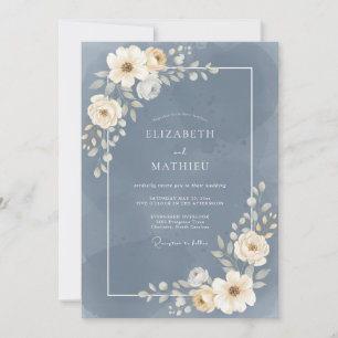 Schieferblüten-Hochzeit Einladung