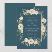 Schiefercreme-Ranunculus-Eukalyptus-Hochzeit Einladung (Vorne/Hinten)