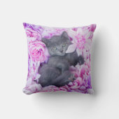 Schieferdecker-Kätzchen-lila Blumen Kissen (Vorderseite)