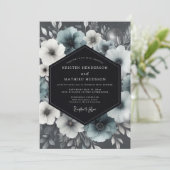 Schieferfarbene Anemonen-Hochzeit Einladung (Stehend Vorderseite)