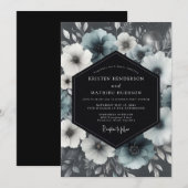 Schieferfarbene Anemonen-Hochzeit Einladung (Vorne/Hinten)
