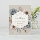 Schieferfarbene verträumte Floral-Hochzeit Einladung (Stehend Vorderseite)