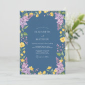 Schiefergelbe Wildblumenhochzeit Einladung (Stehend Vorderseite)