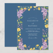 Schiefergelbe Wildblumenhochzeit Einladung (Vorne/Hinten)