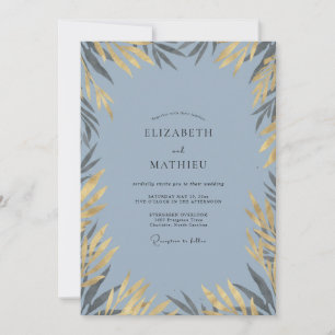 Schiefergold-Weiden-Eukalyptus-Hochzeit Einladung