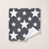 Schiefergrau mit weißen Sternen Badhandtuch Set (Waschlappen)