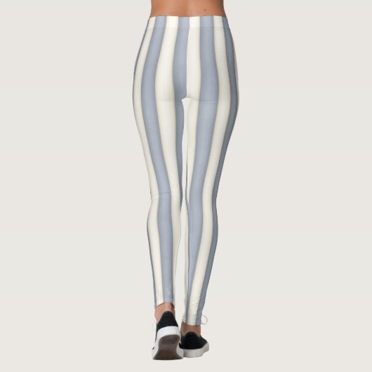 Schiefergrau und antike weiße vertikale Streifen F Leggings (Rückseite)