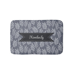 Schiefergraue Blätter Elegantes Muster mit Luxusna Badematte