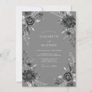 Schiefergraue elegante formelle Hochzeit Einladung