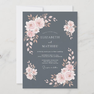 Schiefergraue exquisite Winterhochzeit Einladung