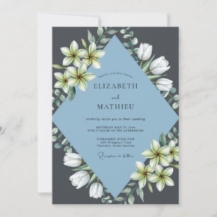 Schiefergraue Lilien-Hochzeit Einladung