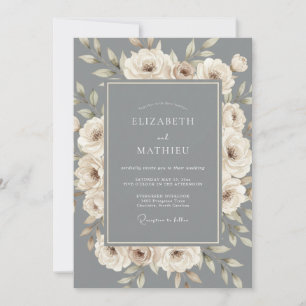 Schiefergraue opulente Hochzeit Einladung