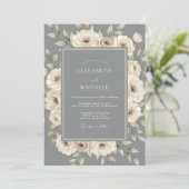 Schiefergraue opulente Hochzeit Einladung (Stehend Vorderseite)