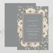 Schiefergraue opulente Hochzeit Einladung (Vorne/Hinten)