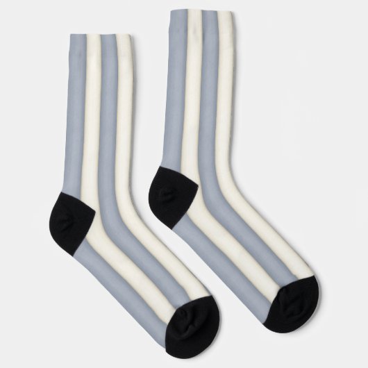 Schiefergraue und antike weiße Streifen Socken (Rechts)