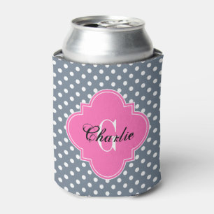 Schiefergraue weiße Punkte Hot Pink Quatrefoil Nam Dosenkühler