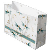 Schiefergraues, blaues und Elfenbeinmuster für Lib Große Geschenktüte (Vorderseite Schrägansicht)