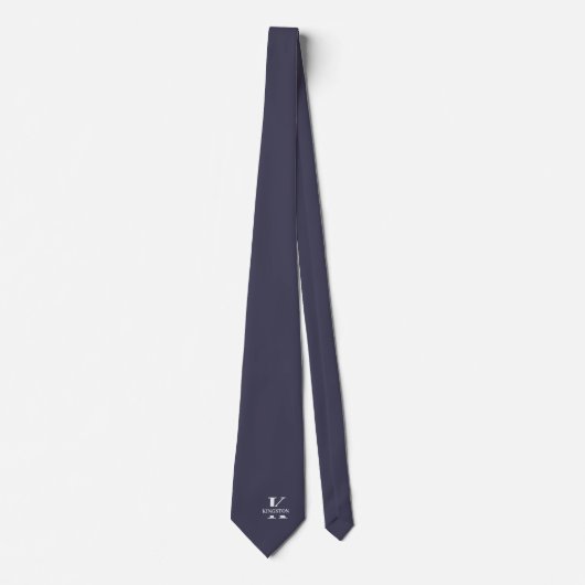 Schiefergraues elegantes Monogramm + Name Krawatte (Vorderseite)
