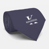 Schiefergraues elegantes Monogramm + Name Krawatte (Gerollt)