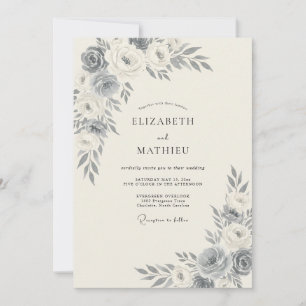Schiefergraues Laub-Eukalyptus-Hochzeit Einladung