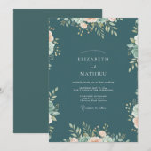 Schiefergrüne Eukalyptus-Hochzeit Einladung (Vorne/Hinten)