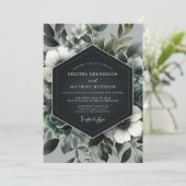 Schiefergrüne florale Hochzeit Einladung (Stehend Vorderseite)