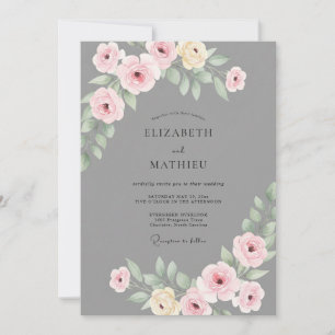 Schieferpastell-Blatt-Hochzeit Einladung