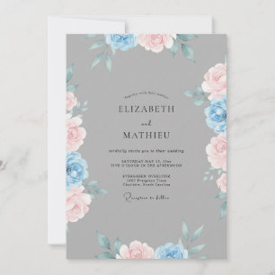 Schieferpulver-Rosa bemalte Hochzeit Einladung