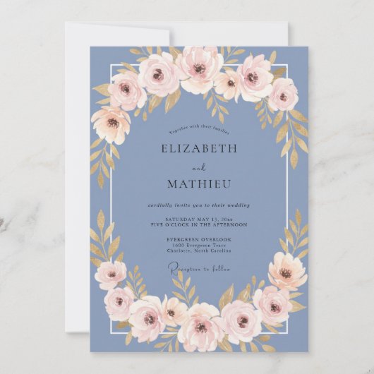 Schieferrosenhochzeit Einladung (Vorderseite)