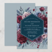 Schieferrote düstere Flora-Hochzeit Einladung (Vorne/Hinten)