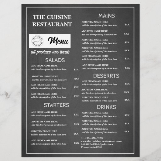 Schiefertafel Restaurant-Logo Flyer (Vorne)
