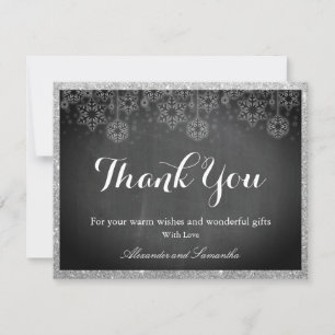 Schiefertafel Silber Glitter Schneeflocke Dankesch