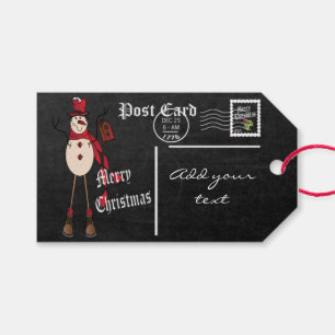 Schiefertafel-Style-Schneemann-Postkarte Geschenkanhänger
