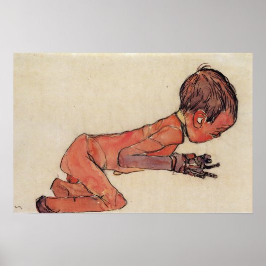 Schiele - 1910 Gezeichnet Neugeborene mit Legs Poster (Vorne)