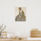 Schiele - Bearbeitung mit gestreiftem Kleid Poster (Küche)